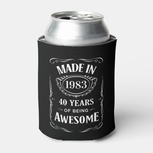 Made in 1983 40 years of being awesome 2023 bday can cooler (Can Front)