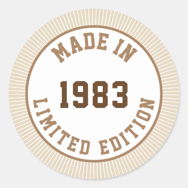 Made in 1983 classic round sticker (Front)