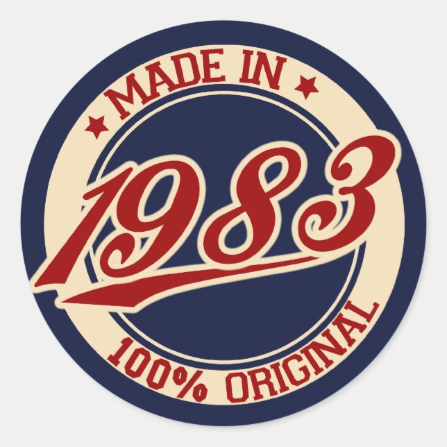 Made In 1983 Classic Round Sticker (Front)