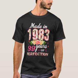Made In 1983 Floral 39 Year Old 39th Birthday Wome T-Shirt