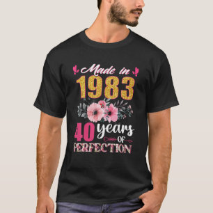 Made In 1983 Floral 40 Year Old 40Th Birthday Gift T-Shirt