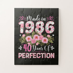 Made In 1986 40 Years Of Perfection Floral  Jigsaw Puzzle