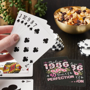 Made In 1986 40 Years Of Perfection Floral Playing Cards