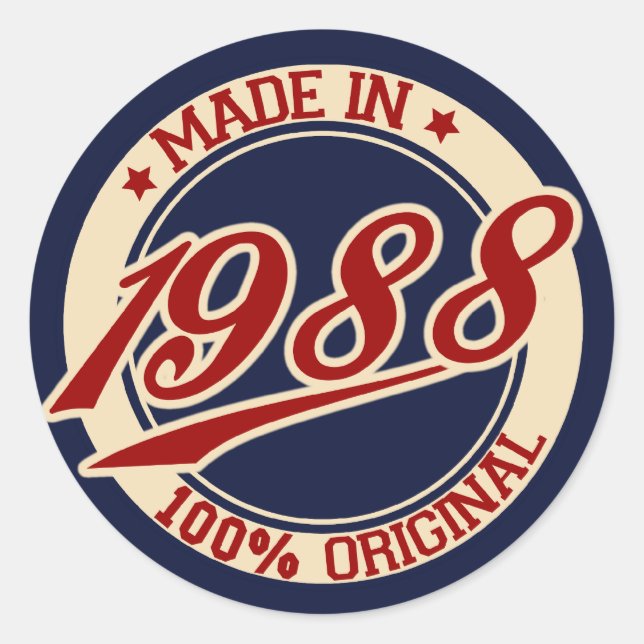 Made In 1988 Classic Round Sticker (Front)