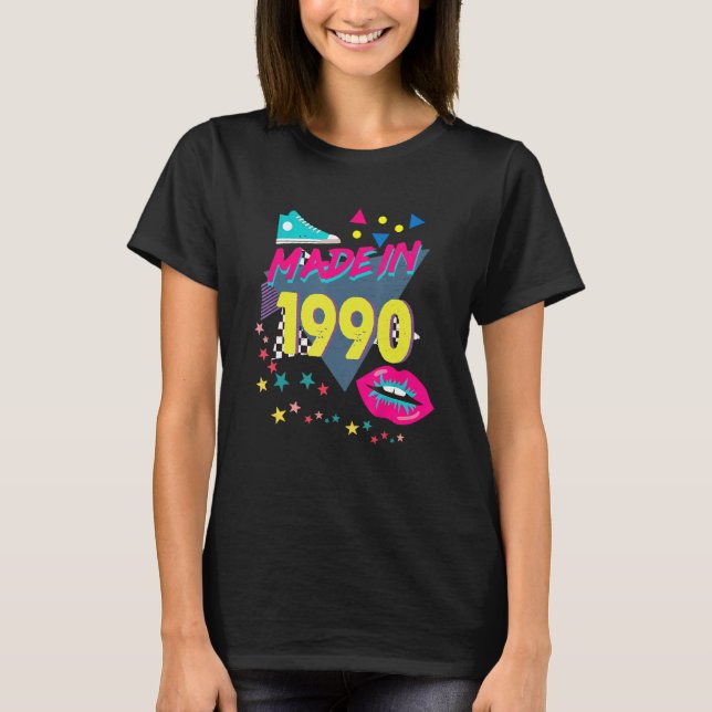 Made In 1990 32nd Birthday 80s 90s 1990s 1980s Nos T-Shirt (Front)