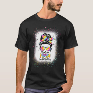 Made In 1991 Birthday Bleached Tie Dye Mess Bun Wo T-Shirt