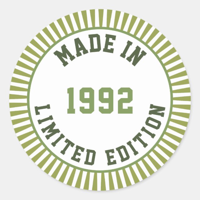 Made in 1992 classic round sticker (Front)