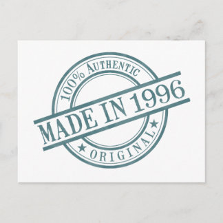 Made in 1996 Birth Year Round Rubber Stamp Logo Postcard