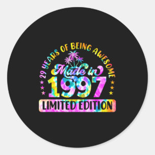 Made In 1997 Limited Edition 29 Birthday 29 Year O Classic Round Sticker