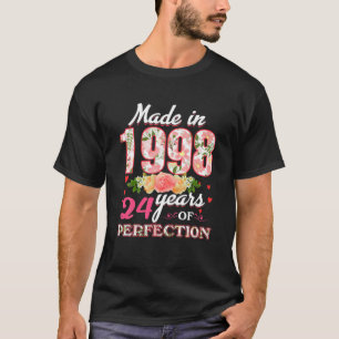 Made In 1998 Floral 24 Year Old 24Th Birthday Gift T-Shirt