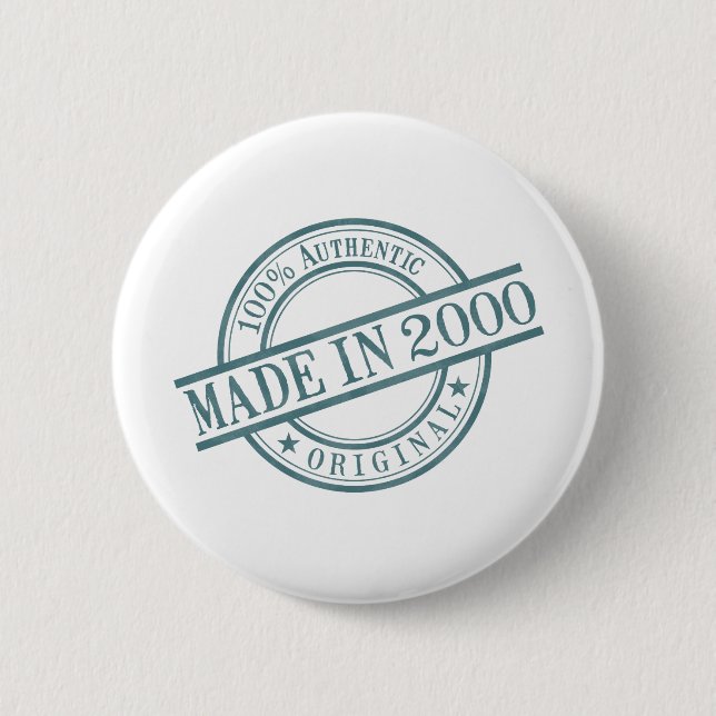 Made in 2000 Birth Year Rubber Stamp Birthyear 6 Cm Round Badge (Front)