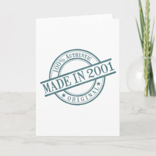 Made in 2001 Round Rubber Stamp Logo Birth Year Card