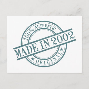 Made in 2002 Birth Year Round Rubber Stamp Logo Postcard