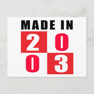 Made In 2003 Birthday Designs Postcard