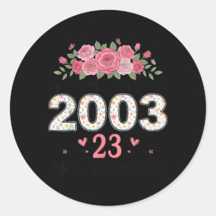 Made in 2003 Floral 23rd Birthday Women 23 Years Classic Round Sticker
