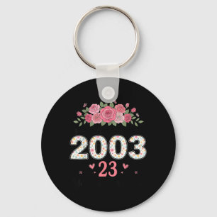 Made in 2003 Floral 23rd Birthday Women 23 Years Key Ring