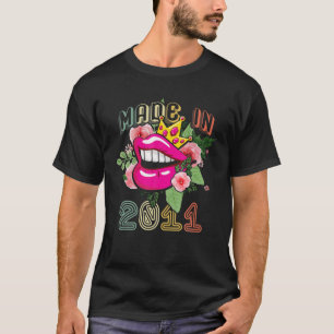 Made In 2011 Queen Born Birthday Gift Lip And Flow T-Shirt