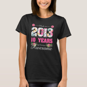 Made In 2013 Floral 10th Birthday 10 Year Old T-Shirt