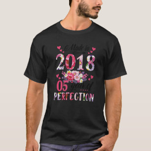 Made In 2018 Floral 5 Year Old 5th Birthday Gifts  T-Shirt