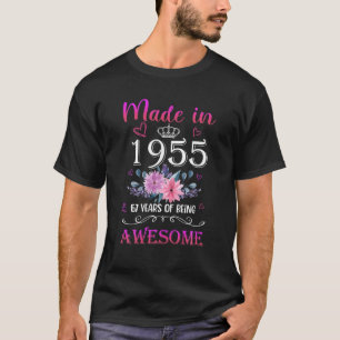 Made In 67 Year Old Gifts Floral 1955 67Th Birthda T-Shirt