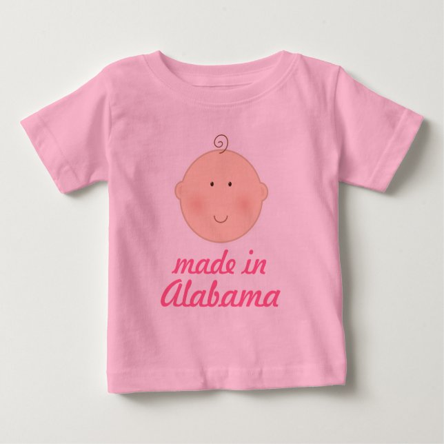 Made In Alabama Baby or Toddler Tee Shirt (Front)