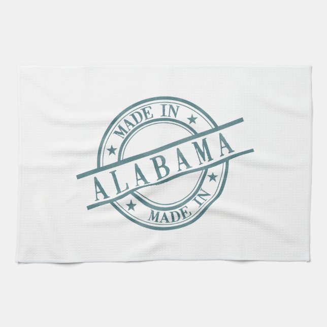 Made In Alabama Stamp Logo Green Kitchen Towel (Horizontal)
