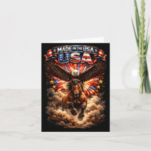 Made in America Bald Eagle Riding Horse Patriotic Card