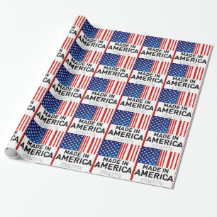 Made in America Flag with Barcode Wrapping Paper