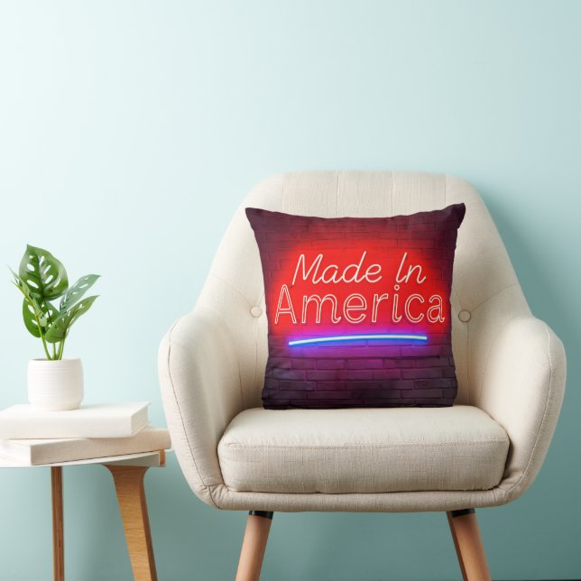 Made In America Neon Sign On Brick Cushion (Chair)