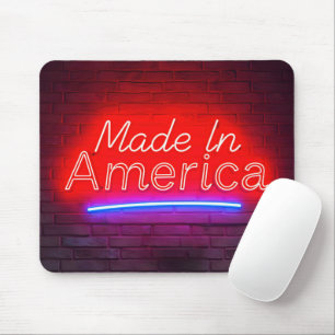 Made In America Neon Sign On Brick Mouse Pad