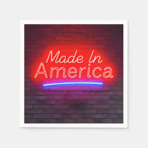 Made In America Neon Sign On Brick Napkin