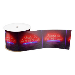 Made In America Neon Sign On Brick Satin Ribbon