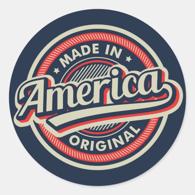 Made in America Original Classic Round Sticker (Front)