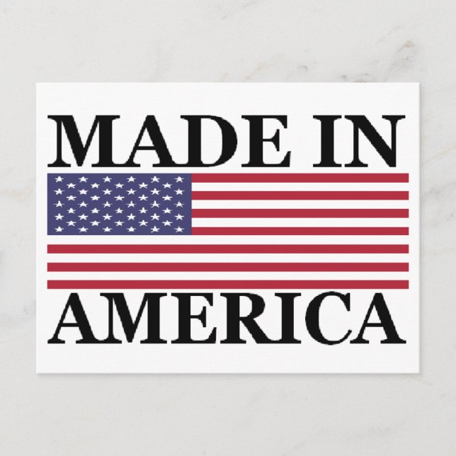MADE IN AMERICA POSTCARD (Front)