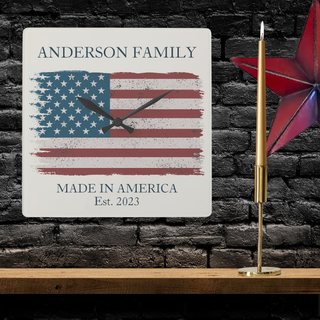 Made in America Signature  Square Wall Clock (Creator Uploaded)