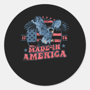 Made In America Usa Flag Eagle 4th Of July Patriot Classic Round Sticker