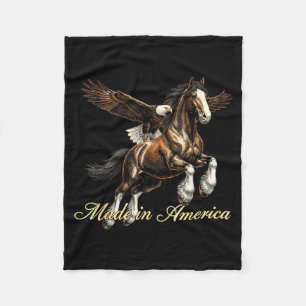 Made in america western horse eagle design  fleece blanket