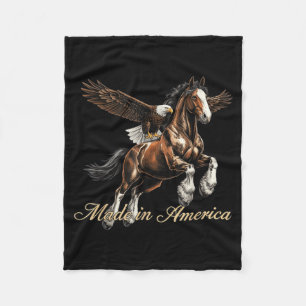 Made in America Western Horse Eagle Design Fleece Blanket