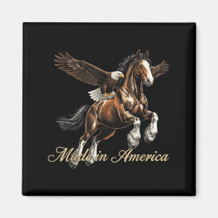 Made in America Western Horse Eagle Design Magnet