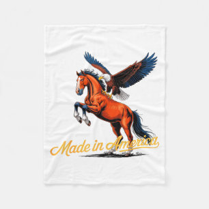 Made in America Western Horse Eagle Fleece Blanket