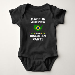 Made in America with Brazilian Parts Funny Brazil Baby Bodysuit