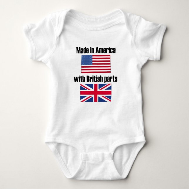 Made In America With British Parts Baby Bodysuit (Front)