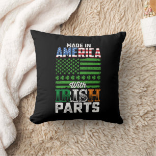 Made in America with Irish Parts St Patrick's Day Cushion