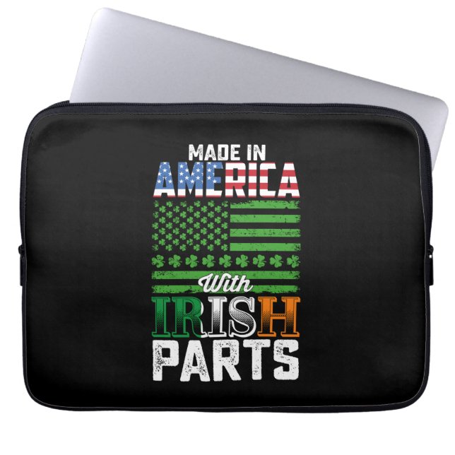 Made in America with Irish Parts St Patrick's Day Laptop Sleeve (Front)