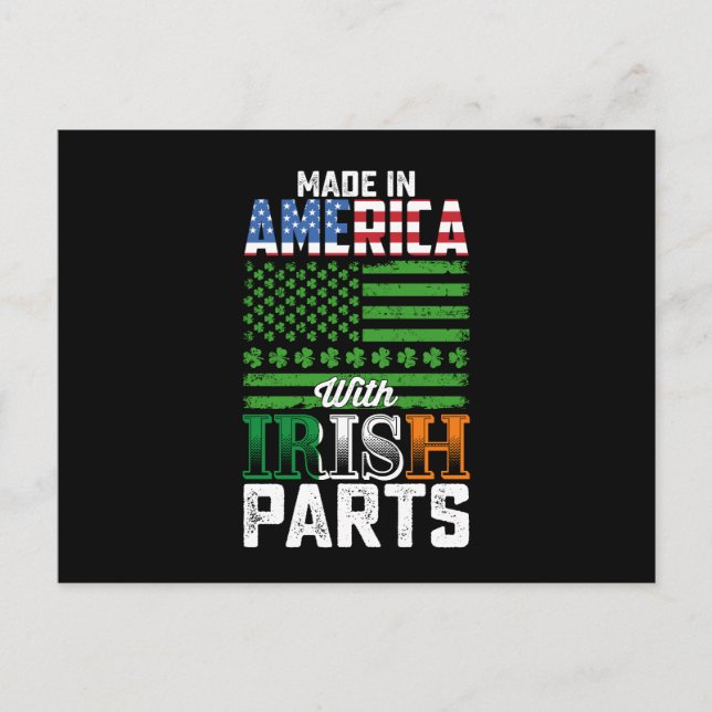 Made in America with Irish Parts St Patrick's Day Postcard (Front)