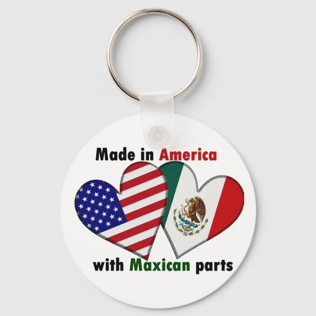 made in america with mexican parts key ring (Front)