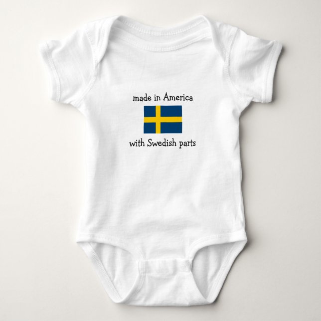 made in America with Swedish parts Baby Bodysuit (Front)