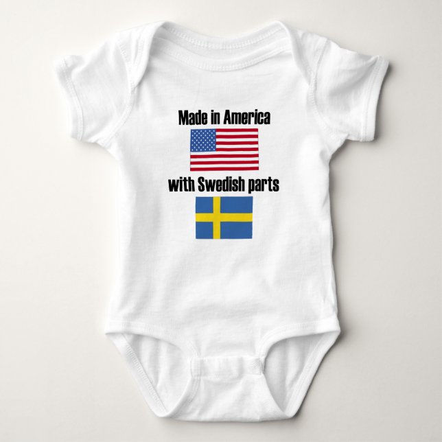 Made In America With Swedish Parts Baby Bodysuit (Front)