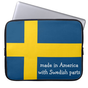 Made in America with Swedish Parts with Flag Laptop Sleeve