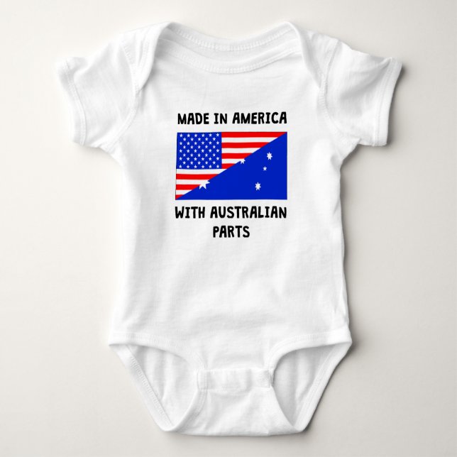 Made In American With Australian Parts Baby Bodysuit (Front)